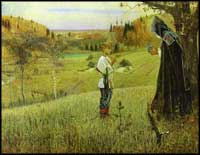 Mikhail Nesterov. Vision to Youth Bartholomew. 1889-1890. Oil on canvas. The Tretyakov Gallery, Moscow, Russia.